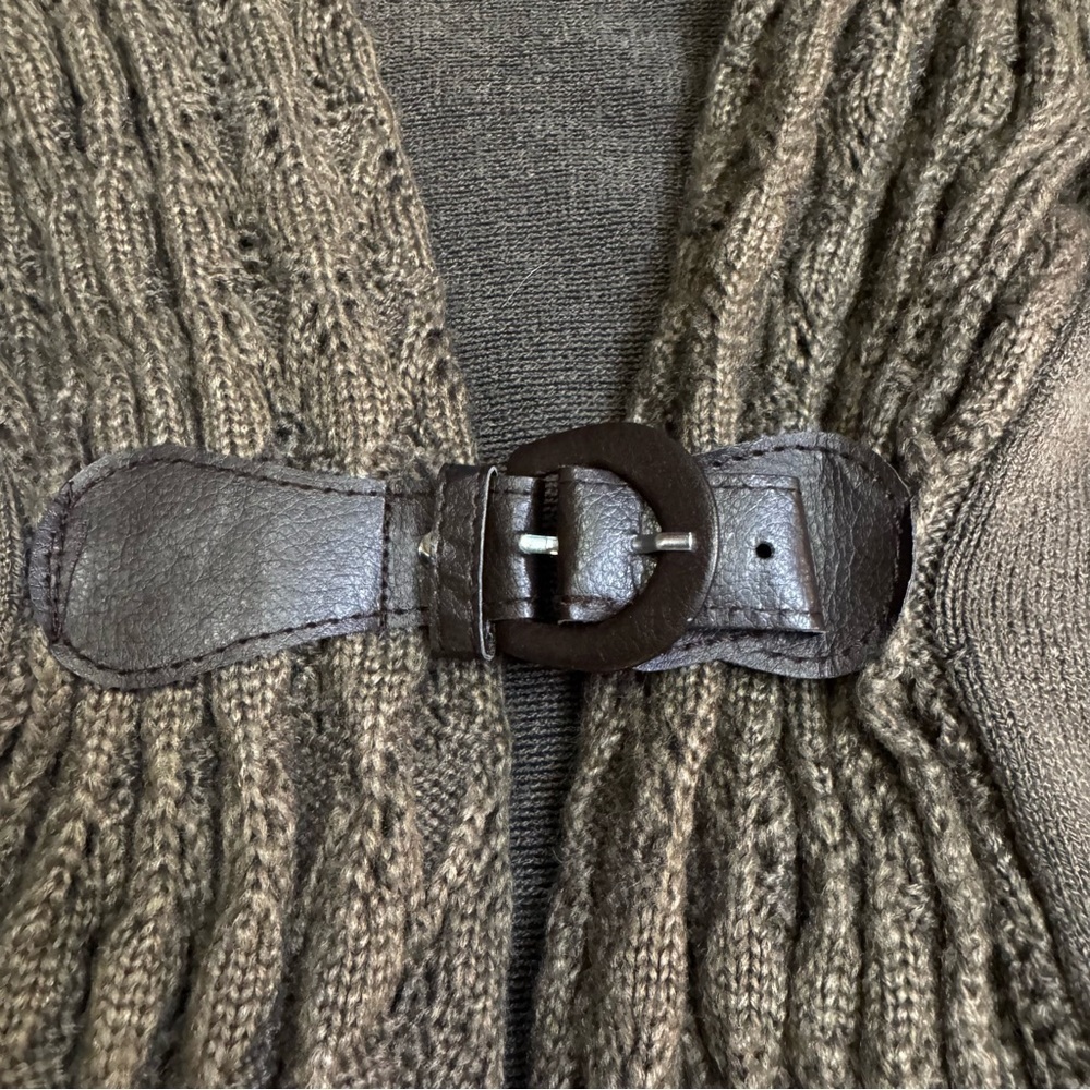 VENUS Brown Knit Cardigan Sweater with Buckle 
Size Small 
NWT
Crochet Trim - Picture 4 of 12